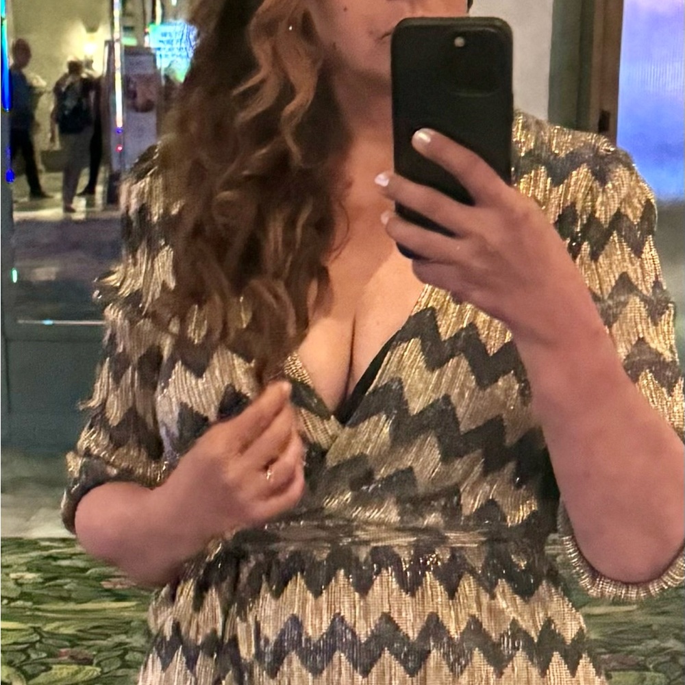 •   Alice + Olivia Gold Wrap Dress